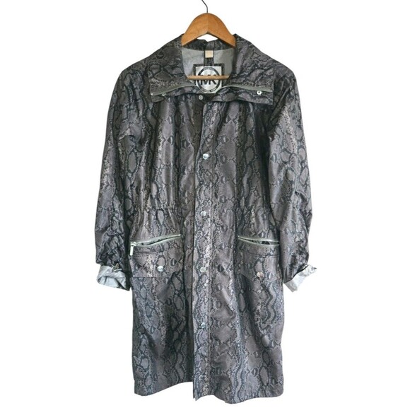 Michael Kors Windbreaker Jacket Womens XS Gray Snake Print Lightweight - Picture 1 of 9